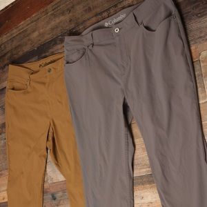 Columbia pants cotton bundle of two gray and tan very good condition